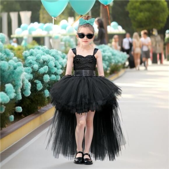Black Tutu Dress for Girls Tulle‎ Dresses Halloween Fairy Dress for Kids Toddler - Picture 3 of 6